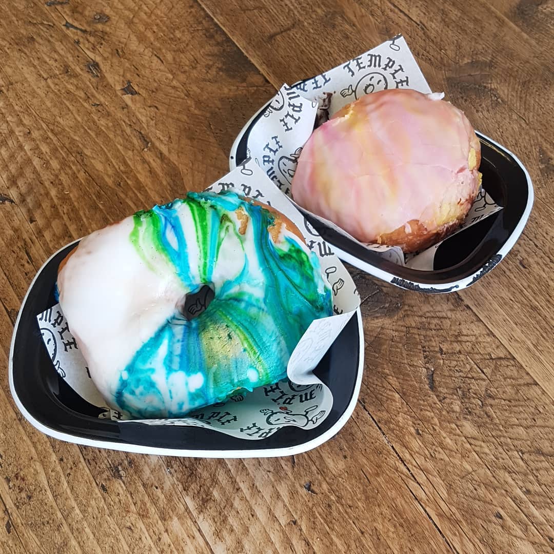 Colourful doughnuts at Temple Coffee and Doughnuts